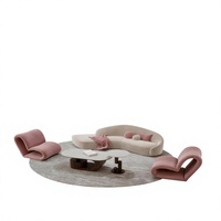 Canapé Courbé Moderne en Tissu Chenille, Canapé Arc pour Magasin de Vêtements, Salon de Beauté, Réception de Bureau, Causeuse d'Appoint, Taille Personnalisée