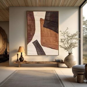 Grande peinture sur toile encadrée abstraite, aux couleurs terreuses Meilade, style Wabi Sabi moderne, art sur toile fait main pour la maison et les galeries - Product Image 2