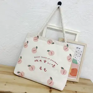 Tas serut katun kanvas besar unik warna-warni dengan tali ganda dapat dipakai ulang untuk hadiah promosi Logo kustom