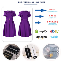 D583 Robes d'Été Tendance pour Femmes, Décontractées à Col Claudine, Manches Courtes, Volants, Coupe A-Line, Robe de Bureau Formelle pour Femmes, Carrière