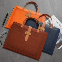 Maletín de Negocios de Cuero PU con Logotipo Personalizado, Bolsa de Mano para Archivos A4, Impermeable, para Oficina, Regalo Promocional Corporativo