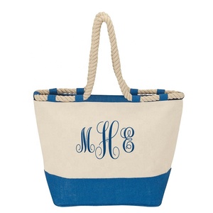 cotton canvas tote bag with rope handle beach cloth bag for shopping canvas carrier bag