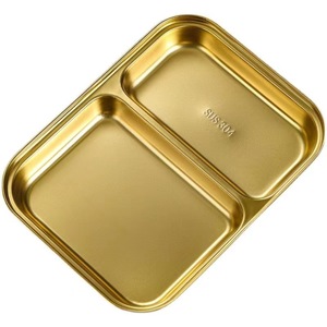 304 Stainless Steel Divided Plate Rectangular Gold Silver For Hotel Camping Food Serving - Product Image 5