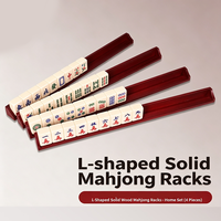 Soporte para Fichas de Mahjong en Forma de L de Madera Maciza, Dos Tamaños: 25.5cm (Viaje) y 45cm (Hogar), Organizador de Fichas para Juego de Mahjong Americano