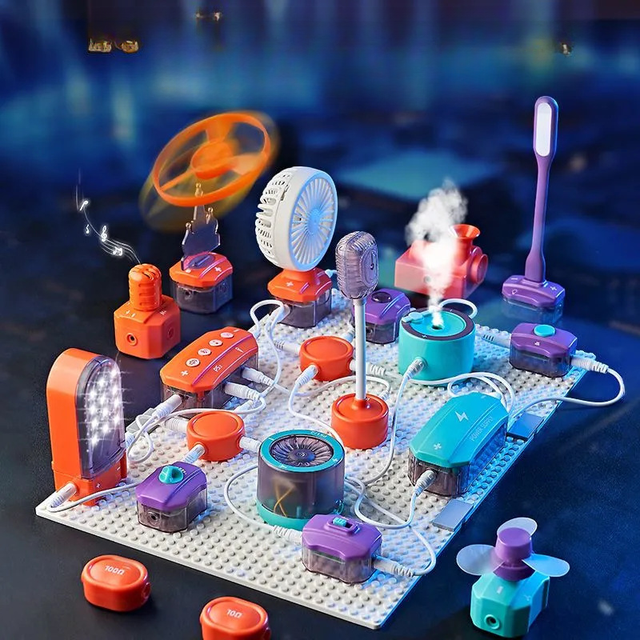 53Pcs Electronic Circuit Blocks Kit, 150+ Ways Play Physics Experiment Toy for Kids Educational Learning Toy