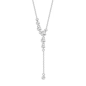 Vendita calda 925 collana pendente in argento Sterling moda intarsiato bianco zircone stella pianeta ciondolo collana per donna