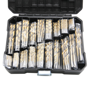 <b>Titanium</b> Plated Twist <b>Drill</b> <b>Bit</b> Set 1-10mm Round Shank Woodworking Plastic Box 230 Pieces - Product Image 2