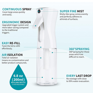 Botella de Spray con Presión Continua de 200ml 300ml 500ml, Reutilizable, Hidratante, para Peluquería, Multifuncional, Pulverizador de Niebla Fina, PET - Product Image 5