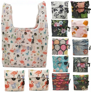 Customizable Logo Printed Portable Waterproof Reusable Polyester Oxford Foldable Shopping Handheld Bag Promotional Plastic Bag
