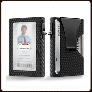 Portefeuille automatique Boshiho en aluminium et cuir véritable avec pochette arrière élastique, porte-cartes de visite, style tendance - Product Image 6