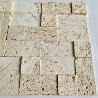 Mosaïque en pierre de travertin/marbre beige, design moderne, épaisseur 8/10 mm, matériau de construction pour murs et sols intérieurs