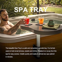 TSPK Moderno Tavolino Laterale in Plastica per Spa Esterna, Vassoio Portabevande con Supporto Verticale in Acciaio Inox Pieghevole, Adatto a Qualsiasi Spa