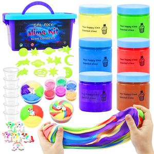 China Wholesale 6pcs Plasticine <b>Slime</b> DIY Light Air Dry Clay Kit Glow Charm Unicorn <b>Slime</b> <b>Set</b> 100ml*6 All Ages - Product Image 1