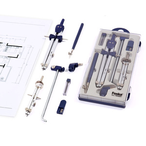 Compasso da Disegno FOSKA in Metallo, Facile da Regolare, Set Matematico di Precisione per Studenti, Materiale Scolastico con Custodia in Plastica - Product Image 1