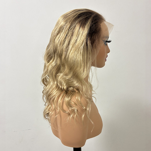 Parrucche Glueless in Capelli Umani Vergini Remy 100% Brasiliani, Colore Biondo T4/27, con Pizzo Trasparente 13x4, per Donne di Colore - Product Image 1