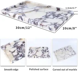 Natural Marble Fruits Tray Round Calaccata Viola Storage Decor Marble Stone Tray For Home