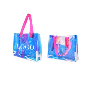 Bãi biển không thấm nước Tote Holographic Túi mua sắm các nhà sản xuất rõ ràng <span class=keywords><strong>PVC</strong></span> nhựa buổi hòa nhạc tùy chỉnh túi trong suốt với logo - Product Image 3