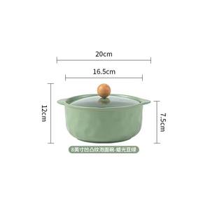 L alta calidad <span class=keywords><strong>microondas</strong></span> a granel mate esmalte doble manija cocina cerámica redonda 900ml tazón de sopa de fideos instantáneos con <span class=keywords><strong>tapa</strong></span> - Product Image 4