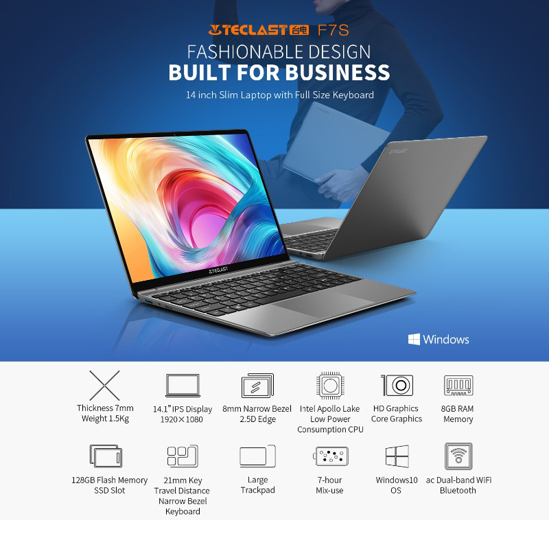 Teclast F7S ノートパソコン 14.1インチ IPS 1920x1080 N3350 8GB 