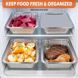 Small Oem Biodegradable Disposable Silver Tinfoil Container Aluminum Plate Food Packaging Aluminum Foil Containers with Lid - Product Image 4
