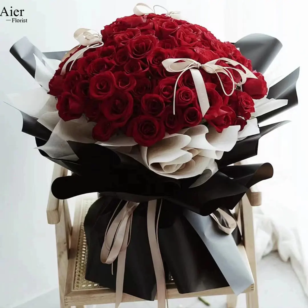 Aierflorist novo design cor sólida flor buquê impermeável papel de embrulho para embalagem floral