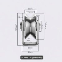 Poulie de levage à gorge en V, U, ou double U en acier inoxydable 304 pour rail de suspension en U, chariot à câble fixe