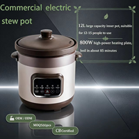 Cuisinière à mijoter automatique haute puissance 800W 12,68qt grande capacité avec couvercle en céramique et contrôle numérique du minuterie pour usage hôtelier et commercial