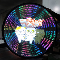 Enseigne lumineuse LED personnalisée en verre 3D à mille couches avec effet miroir infini multicolore pour entreprises, centres commerciaux, bars, cafés