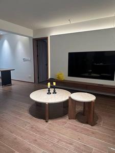 Mesa de Centro Redonda de Fibra de Vidrio con Forma de Travertino, Estilo Wabi Sabi, Minimalista, Moderna y Lujosa, para la Sala de Estar - Product Image 6