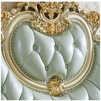 Ensemble de Lit Moderne Design de Luxe pour Chambre, Tête de Lit Rembourrée Haut de Gamme, Grand Lit Double en Bois Massif avec Motif Pommes