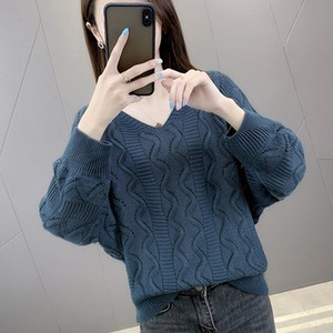 Maglione Estivo a <span class=keywords><strong>Maglia</strong></span> Traforata a Maniche Lunghe per Donne, Nuovo Maglione Sottile con Scollo a V Ampio - Product Image 4