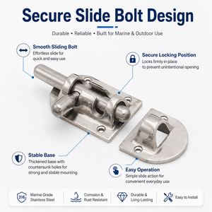 316 Stainless Steel Marine Barrel Bolt Slide Latch Heavy Duty <b>Lock</b> for Boat Door Hatch <b>Window</b> - Product Image 4
