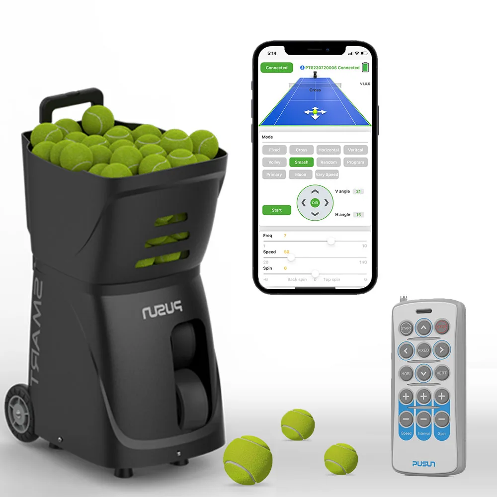 Professional Automatic Tennis Ball Machine with APP Control Adjustable Speed & Spin for Indoor/Outdoor Training