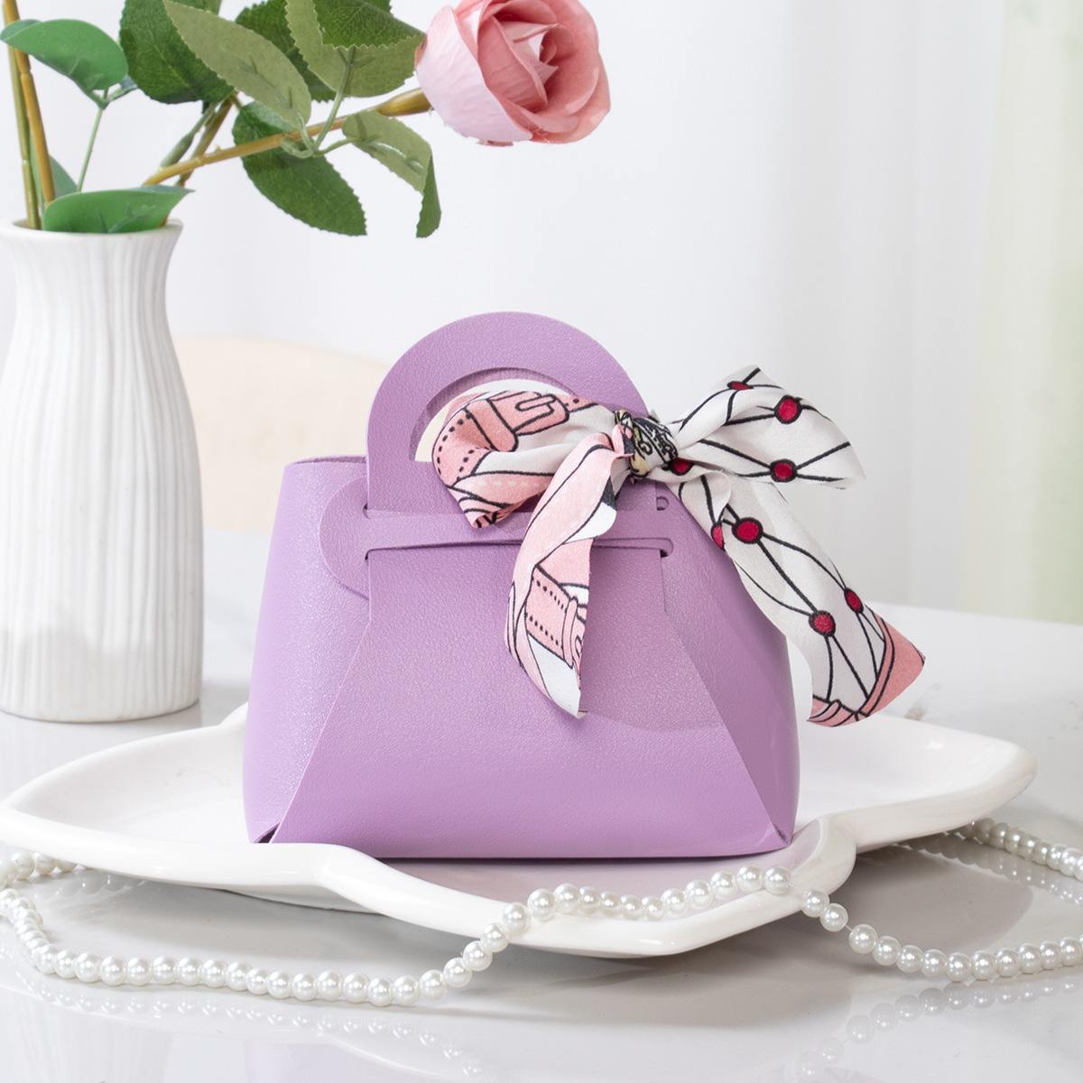 Purple + silk ribbon10*6*11CM