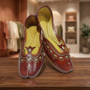 Women's Fashion Trend Traditional Rajasthani Embroidery Crystal Decorated Floral Pattern Customizable Genuine Walking Shoes - Product Image 1