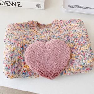 Child Star Circle Girls Sweater Thick Knit Colorful Heart Design Autumn Winter Soft Full Sleeve Kids Top - Product Image 2