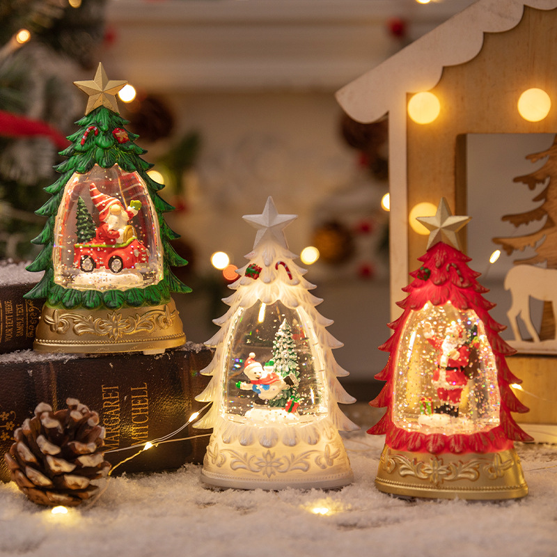 HY GW-042 Glowing Christmas Tree Desktop Snow Globe Night Light - Christmas Decoration Ornament