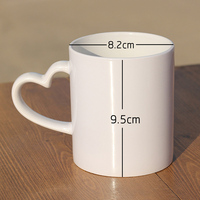 Tasses à sublimation avec logo imprimé personnalisé, transfert de chaleur, en porcelaine, café blanc, pour couples, amour, forme de poignée en cœur, 11oz