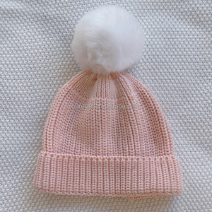 Gorro <span class=keywords><strong>de</strong></span> Punto <span class=keywords><strong>para</strong></span> Recién Nacido <span class=keywords><strong>de</strong></span> 0 a 3 <span class=keywords><strong>Meses</strong></span>, Gorro <span class=keywords><strong>de</strong></span> Navidad Rosa Bebé con Pompones Grandes <span class=keywords><strong>de</strong></span> Piel Sintética <span class=keywords><strong>de</strong></span> Zorro, <span class=keywords><strong>Turbante</strong></span> Acanalado, Gorro <span class=keywords><strong>de</strong></span> Invierno <span class=keywords><strong>para</strong></span> Bebé - Product Image 1