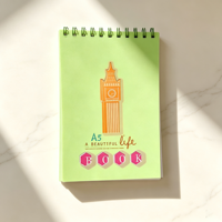 Carnet à spirales A5, design coloré avec découpe et reliure en polypropylène