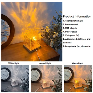RGB Ice <span class=keywords><strong>Cube</strong></span> đèn vuông <span class=keywords><strong>Led</strong></span> pha lê Bảng Đèn năng động nước gợn trang trí ánh sáng 16 màu sắc USB phí bầu không khí đèn - Product Image 3