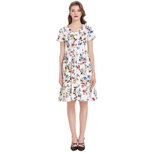 BPS02119 Delle Donne 2020 Nuovo <span class=keywords><strong>Vestito</strong></span> Cravatta Al Collo del Cotone Manica Corta A Pieghe A-Line Motivo Floreale Dell'annata Abiti Stampati - Product Image 6