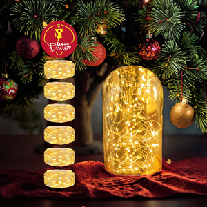 Guirlande lumineuse LED en plastique avec boîte à piles bouton, blanc chaud, clignotante, indice de protection IP55, 1m 2m 3m pour jardin, Noël, bande décorative - Product Image 2