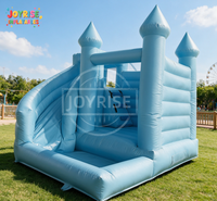 Vente directe usine : Château gonflable commercial bleu pastel personnalisé avec toboggan et piscine/bassin à balles pour mariages et fêtes