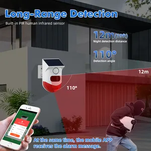Tuya Alarm 120db Sound Security Sirene Light Alarm Outdoor Solar Pir Bewegingssensor Alarm Met Afstandsbediening