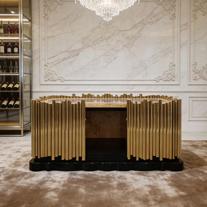 Credenza di Lusso in Acciaio Inox con Marmo, Mobile Espositore Moderno su Misura per Villa, Hotel, Soggiorno e Camera da Letto - Product Image 1