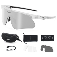 YUEDIO Vente en gros en stock, ensemble de 3 verres interchangeables, lunettes de cyclisme, monture TR90, protection UV400, lunettes de sport d'extérieur avec étui en EVA