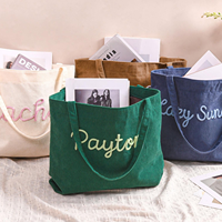 Nouveau sac fourre-tout en velours côtelé uni grande capacité, sac fourre-tout personnalisé à motif lettres, promotion