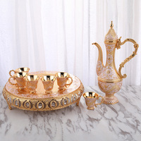 QIAN HU théière en métal turc antique de luxe et ensemble de 6 tasses pour mariage ou décoration intérieure ensembles de café et de thé