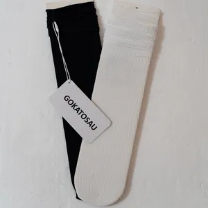 GOKATOSAU袜子定制标志羊毛羊绒袜子罗纹针织纯色古典女袜